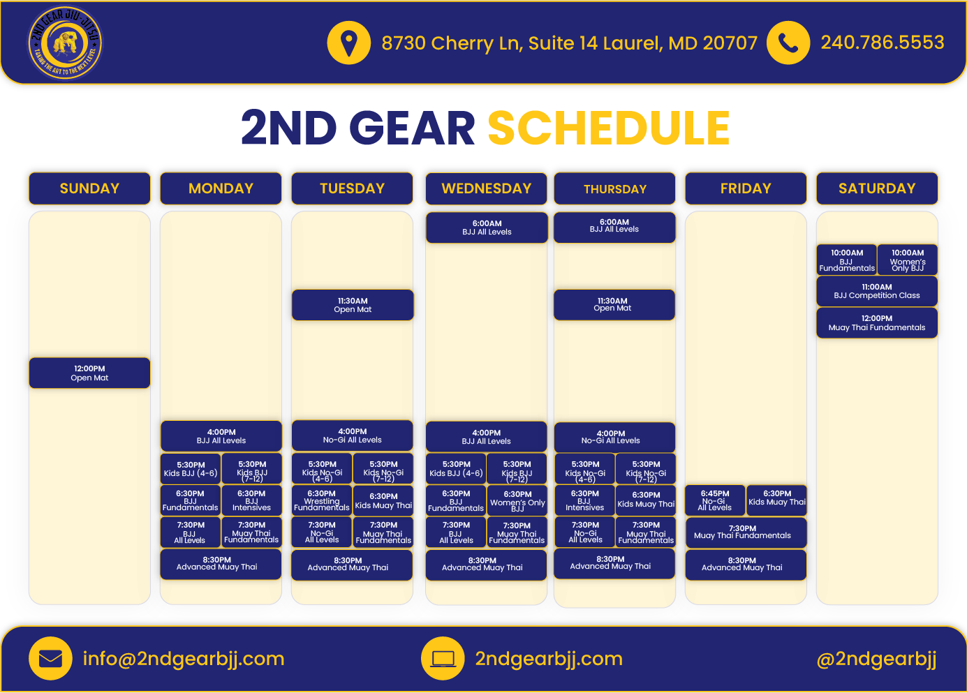 2nd Gear Schedule